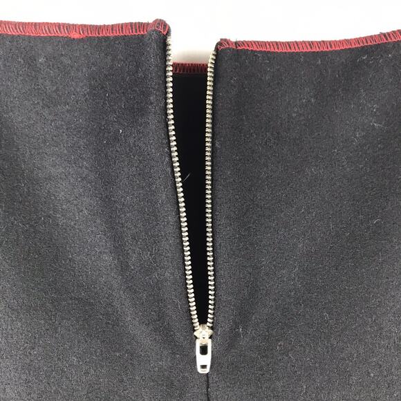 VTG Beebop & Wally Wool Mini Skirt Black Asymmetrical Faux Wrap Red Contrast Med - Picture 7 of 8